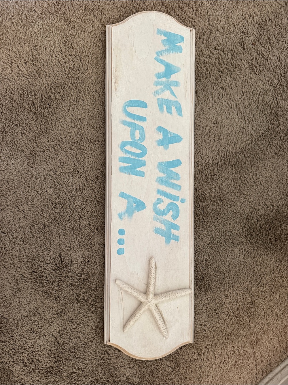 Make a Wish Upon a... Beach-Themed Wall Sign with Starfish - White & Aqua